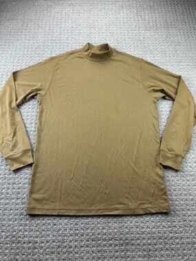 Vintage 80s Turnbury Long Sleeve Shirt Men Large L Brown Mock Neck 100% Cotton